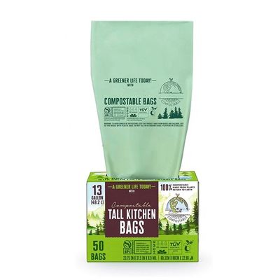 Ingrosso Sostenibile 100% Amido di mais biodegradabile Custom Printed High Kitchen Compostabile Scartone Liner Bag per rottami alimentari