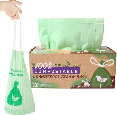 Buon prezzo Sacchetti da spazzatura a corde trascinanti compostabili con scatola distributore al dettaglio in linea