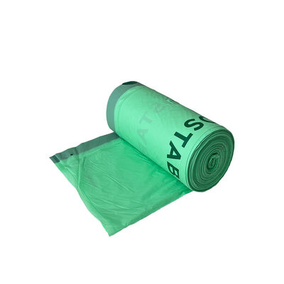 Sacchetti della spazzatura a corda verde biodegradabile non tossici con logo personalizzato