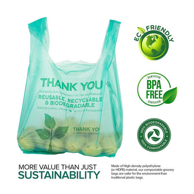 Buon prezzo 100% compostabile Amido di mais sostenibile Eco-friendly Frutta fresca ortaggi Imballaggio T-shirt in plastica biodegradabile in linea